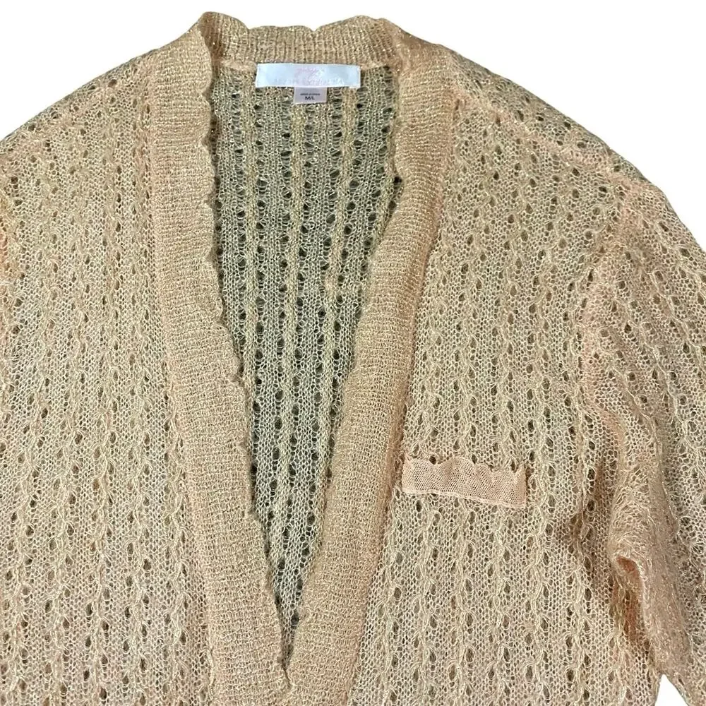 Y2K Victorias Secret Angels Peach Gold Shimmer Mohair Cardigan - M/L